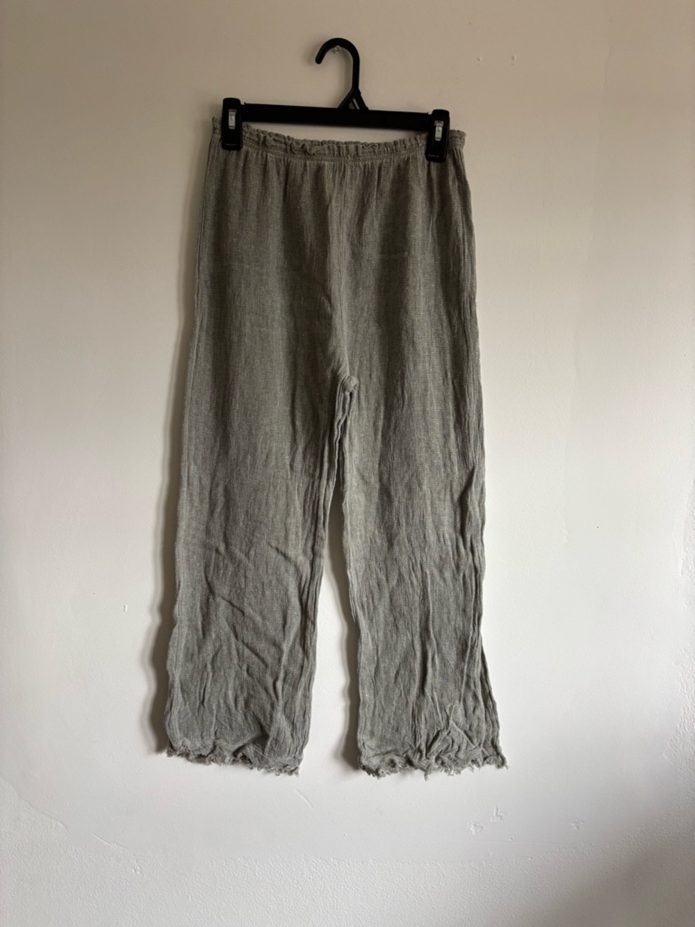 Tempo Paris Sage-Grey Textured Wide Leg Pants